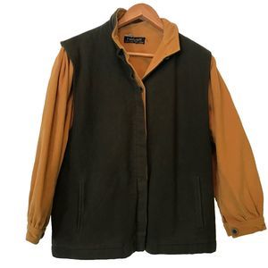 Vintage Helyett 100% Wool Two Tone Y2K Jacket Cap Balloon Sleeve Made in Italy S